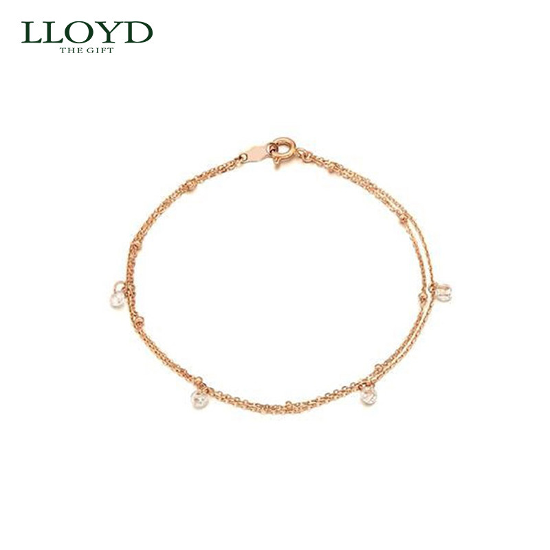 LLOYD洛雅蒂正品手链女 14K金镶钻吊坠韩国日常玫瑰金送女友首饰