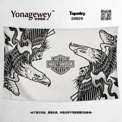 美式背景布哈雷街头骑士机车贴纸