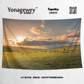 简约草原农场治愈自然风景卧室客厅宿舍装 饰海报背景墙布挂布挂毯