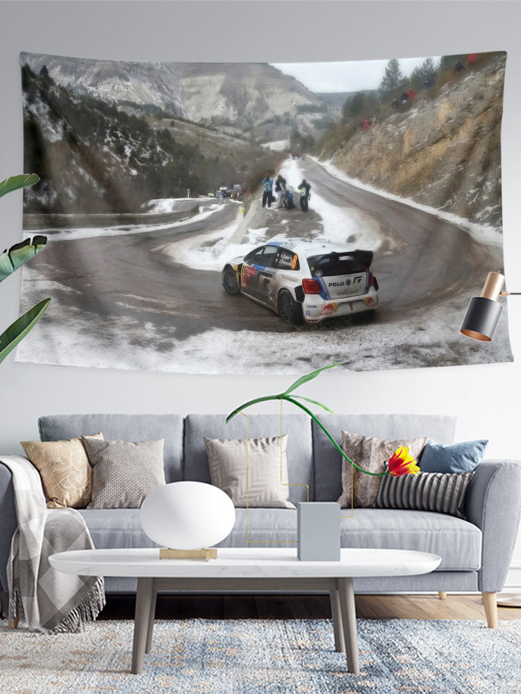 폭스바겐 폴로 작은 강철 대포 수정 된 자동차 정서 주변 상점 장식 그림 배경 벽 천 포스터 교수형 천 태피스트리