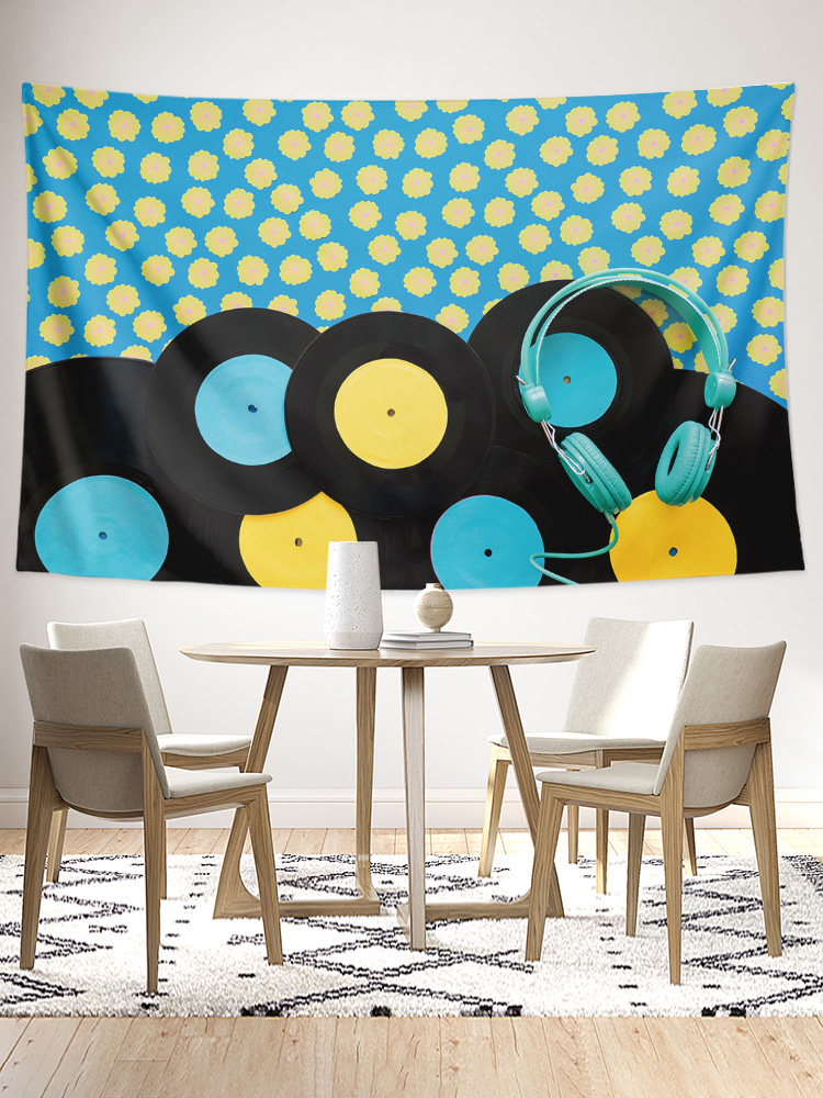 빈티지 감정 비닐 레코드 주변 그림 스튜디오 맞춤형 장식 그림 포스터 배경 벽 천으로 태피스트리 매달려