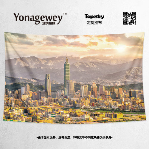 挂布台北101大楼台湾地标风景