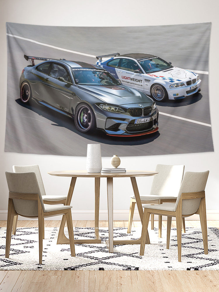 BMW F87 M2 소형 강철 대포 성능 자동차 팬 기숙사 벽 천으로 장식 배경 천 포스터 교수형 천 태피스트리
