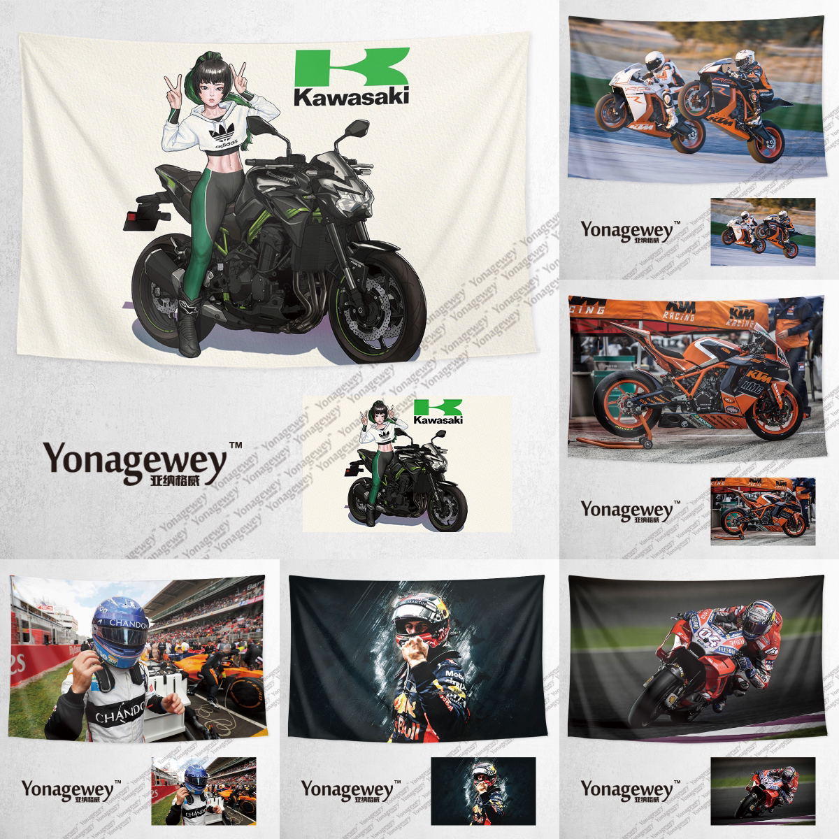 MOTOGP 오토바이 및 오토바이 ROSSI MARQUIS 맞춤형 주변 장식 그림 배경 벽 천으로 포스터 매달려 태피스트리