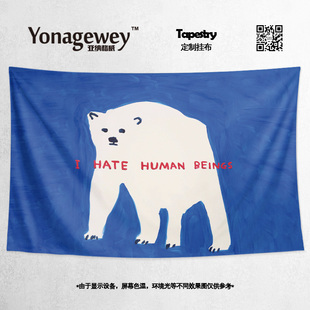 饰背景墙布挂布挂毯 国外创意动物插画简笔画网红氛围感搭配海报装