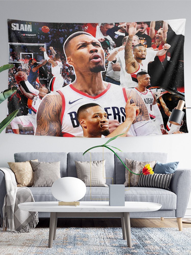 트레일 블레이저스 LILLARD LILLARD 스타 맞춤형 장식 포스터 배경 천으로 매달려 천 벽 취재 태피스트리