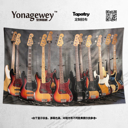摇滚贝斯吉他乐器周边门帘布海报