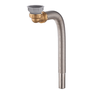 厨房单水槽菜盆下水管45mm不锈钢横向防臭58mm横排带溢水三通配件