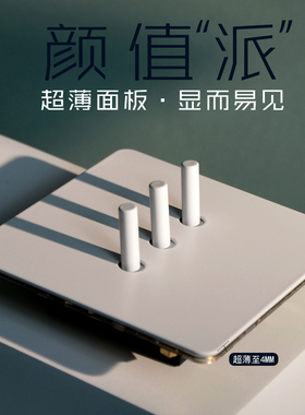 超薄复古美学开关86型插座不锈钢面板烤漆哑白黄铜拨杆单开极简风