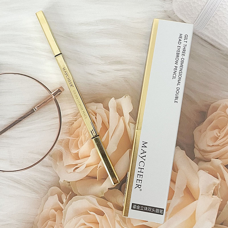 MAYCHEER鎏金立体双头眉笔极细立体持久不晕染三角头眉笔自然彩妆