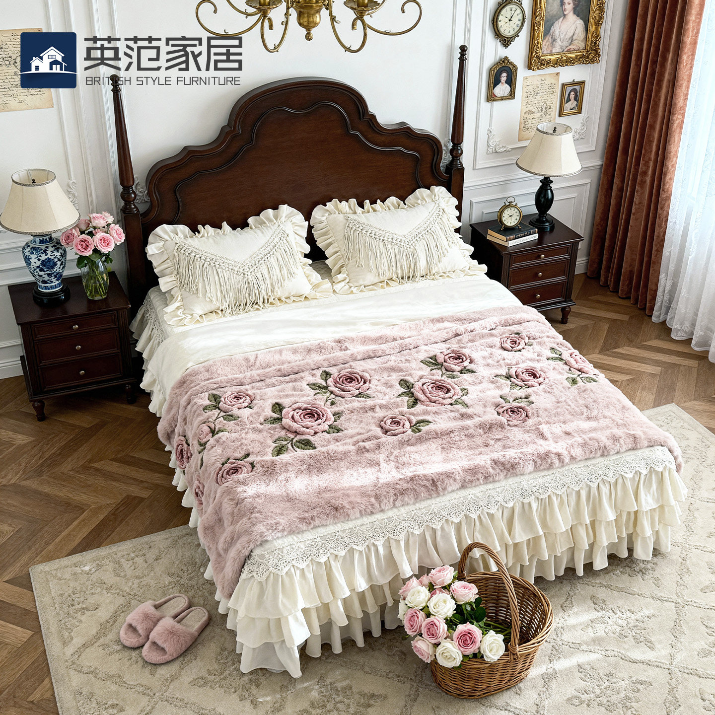 全实木中古床博主同款安娜床