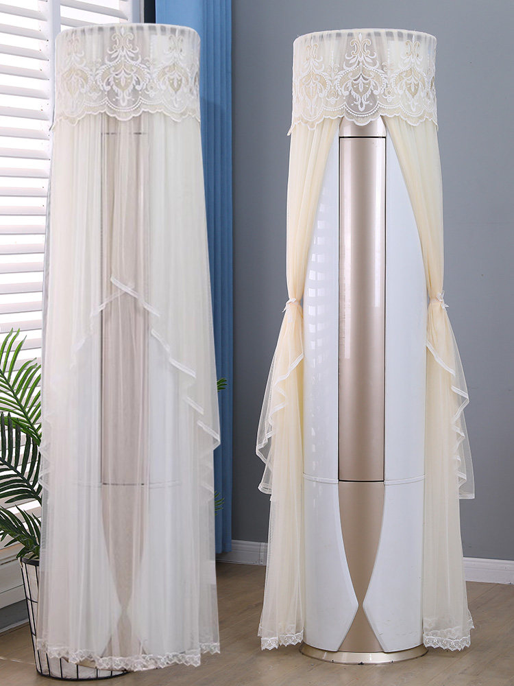 空调防尘罩立式圆形通用客厅轻奢蕾丝圆柱形空调罩套挡风帘防直吹