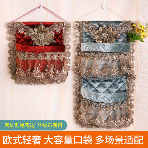 欧式布艺挂袋杂物收纳袋衣柜悬挂式储物袋挂兜门后挂式口袋多规格