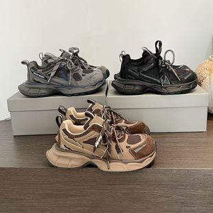 2025年秋季新款厚底歪头老爹鞋女百搭休闲运动鞋网面透气跑步鞋潮