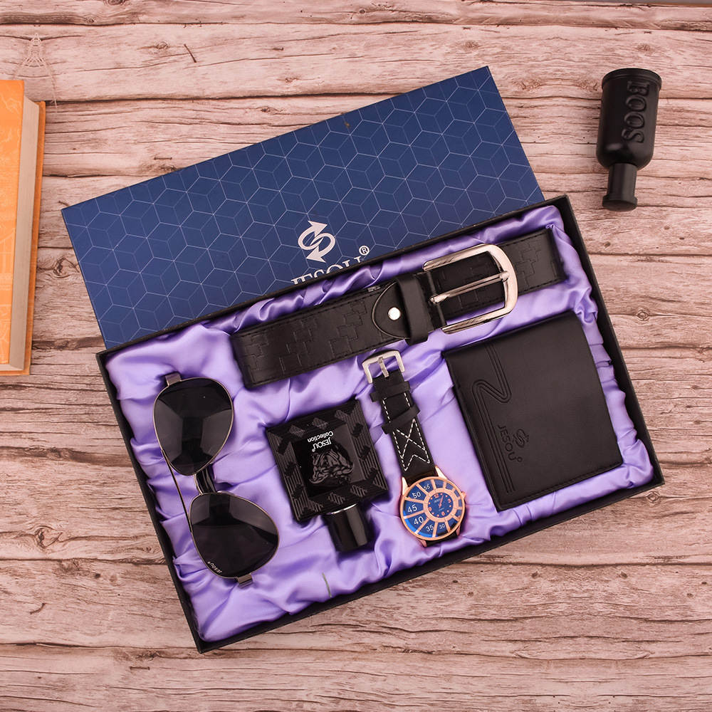 quartz wrist watch leather wallet gift set for boyfriend men