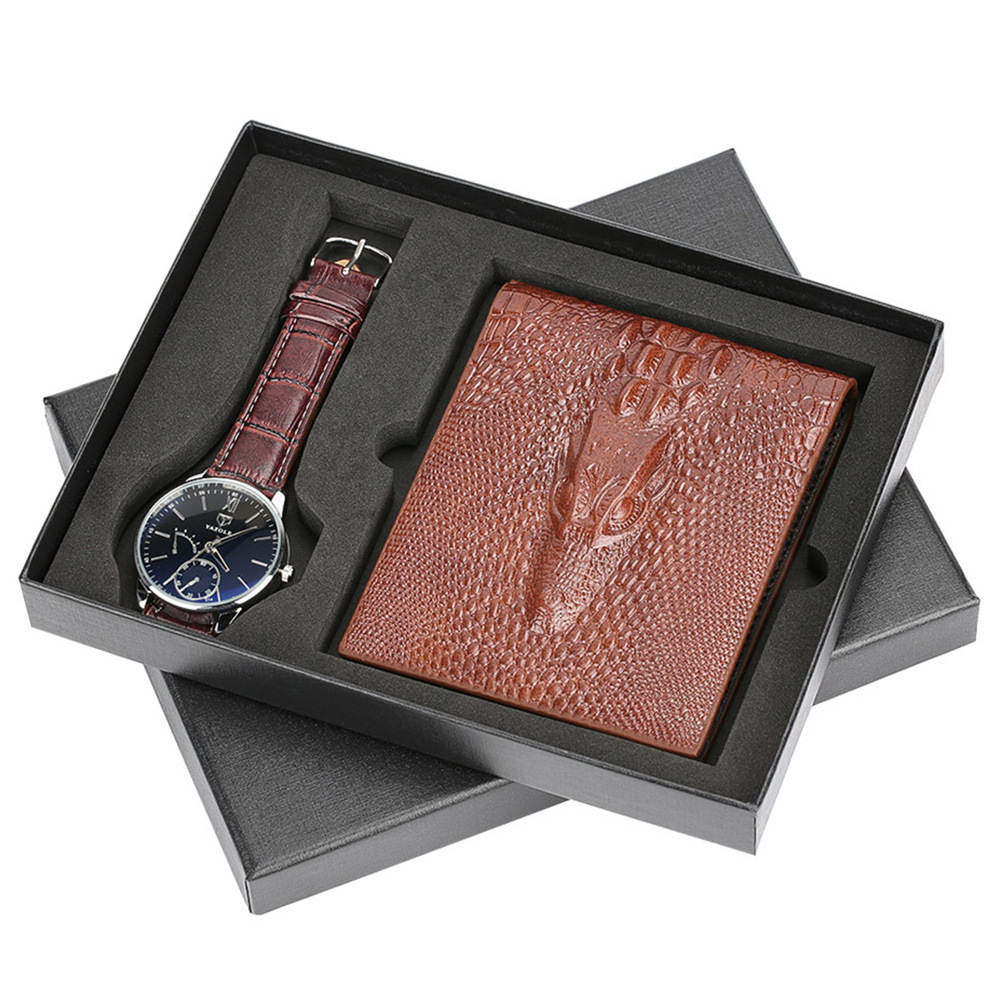 quartz wrist watch wallet men gift set for dad boy friend