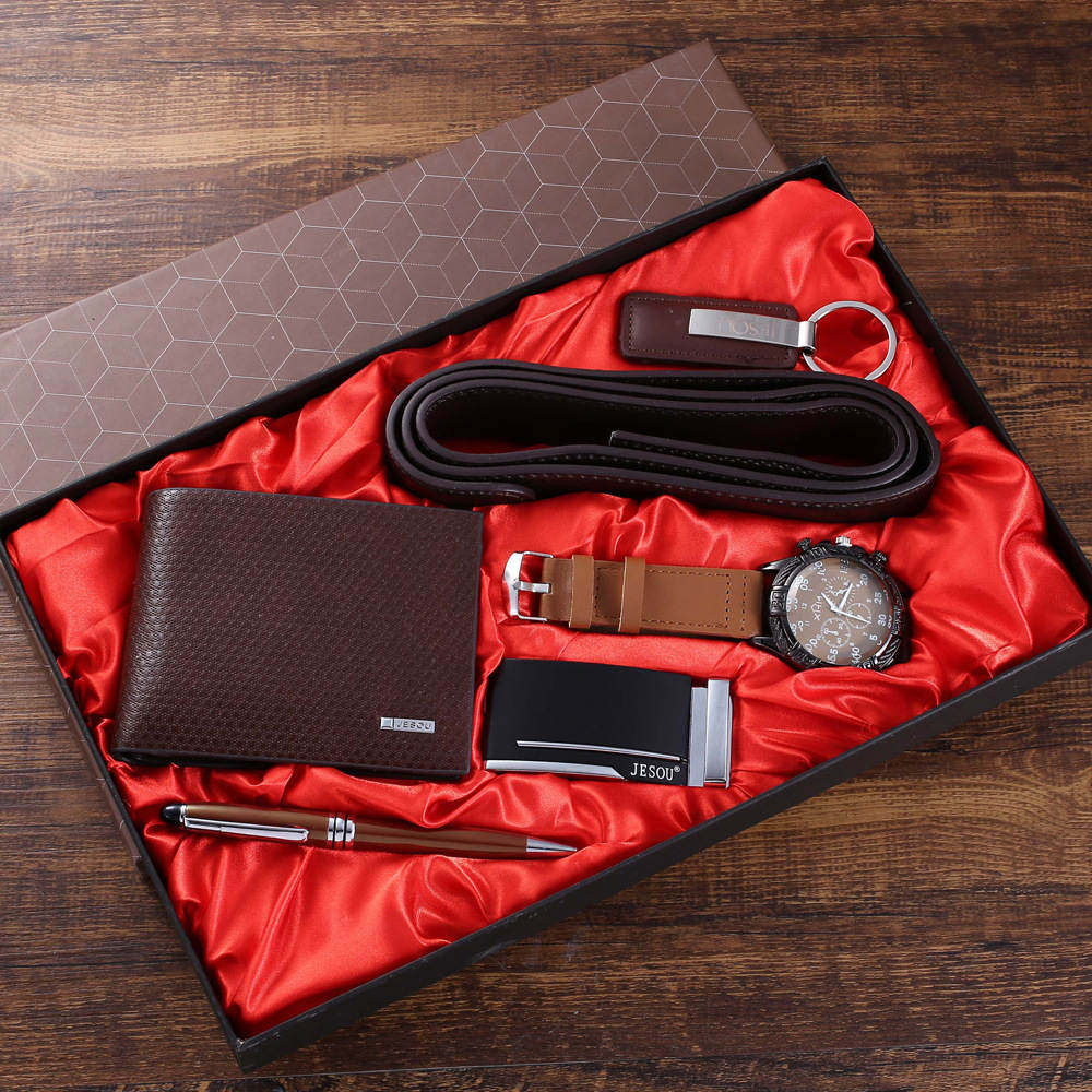 good quality wrist watch leather wallet gift set for men bo