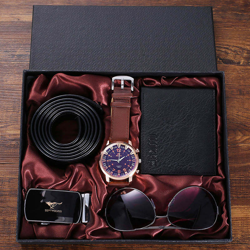 男士送礼品套装men watch wallet leather belt set for man gift