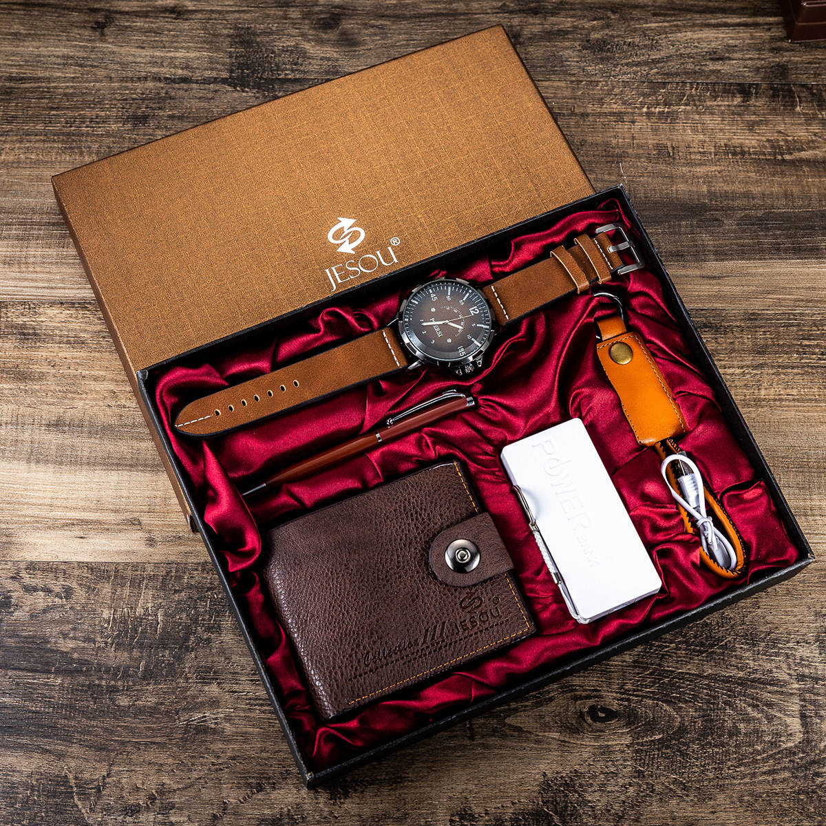 quartz wrist watch leather wallet gift set for boyfriend men