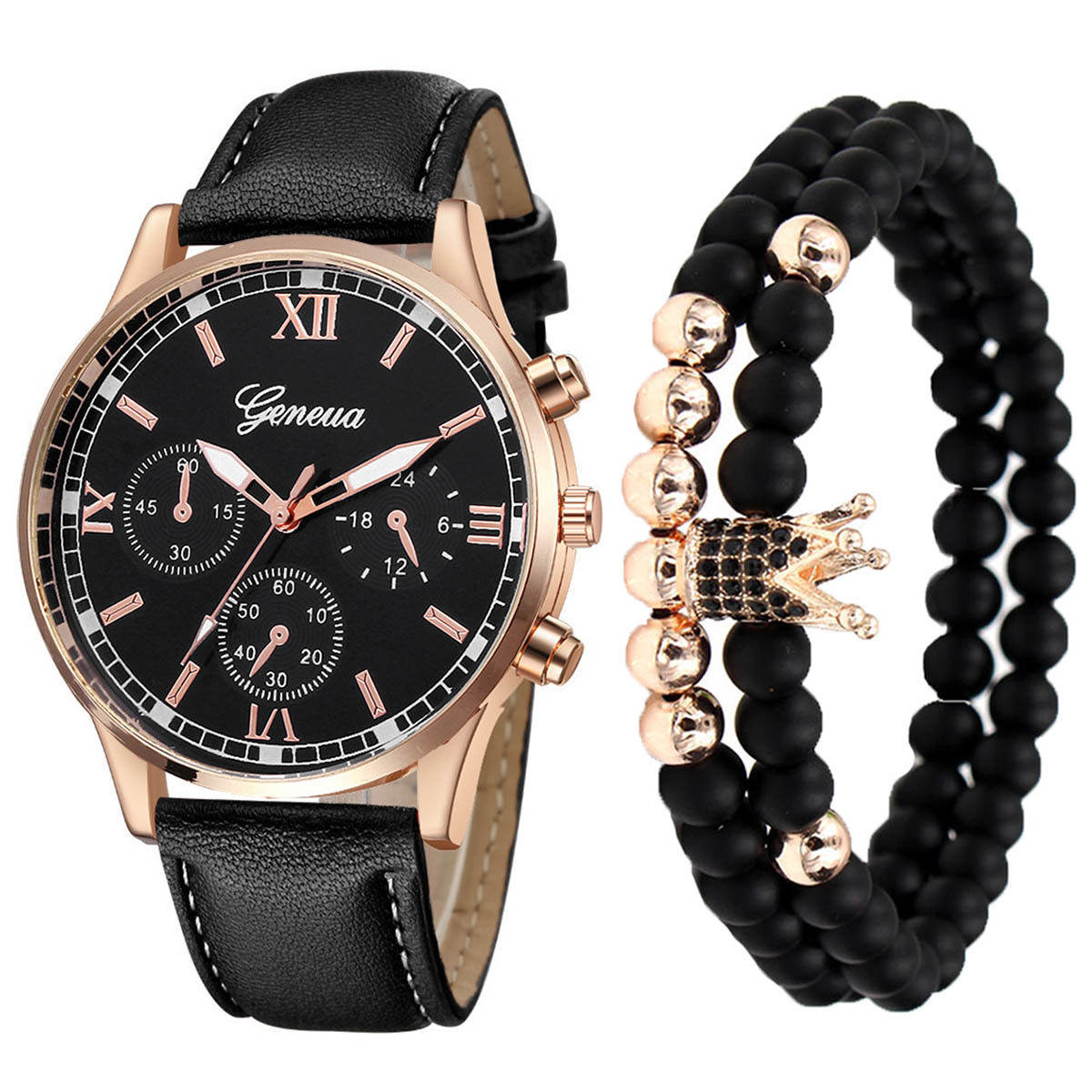 quartz wrist watch leather wallet gift set for boyfriend men