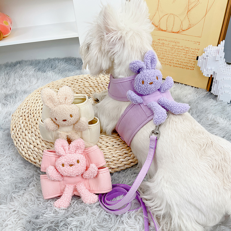 猫狗可爱立体小兔子胸背牵引绳