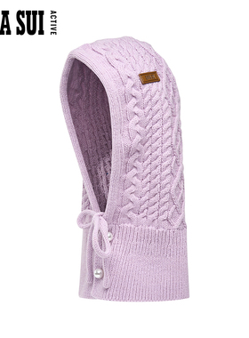 ANNA SUI安娜苏运动 秋冬可套头式针织圣诞红色毛线帽时尚百搭