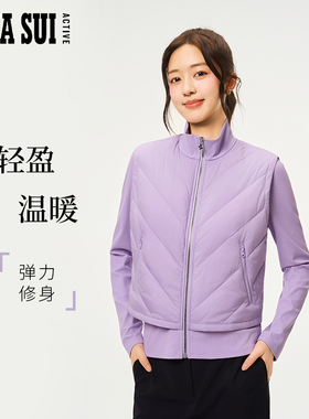 ANNA SUI安娜苏运动 紫色轻量拼接运动羽绒服冬季女款外套修身