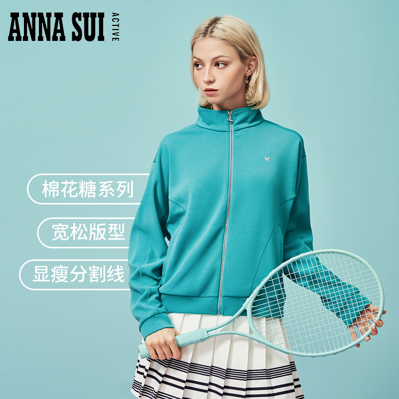 ANNA SUI安娜苏运动 棉花糖系列 立领拉链休闲外套长袖上衣女