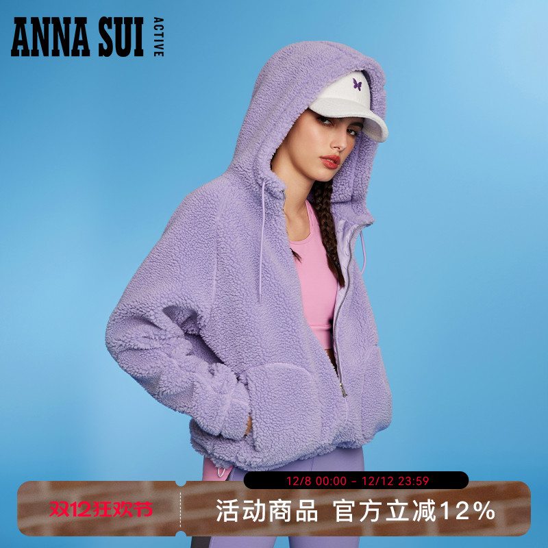 ANNASUI羊羔毛外套连帽长袖