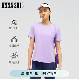 户外运动防晒短袖 简约圆领修身 T恤吸湿速干女 SUI安娜苏运动 ANNA