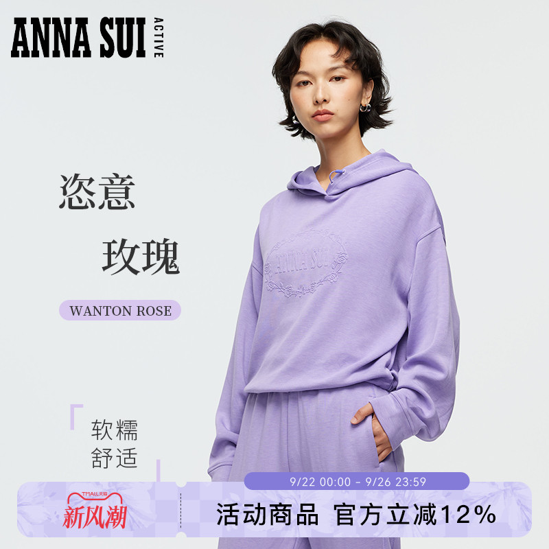 ANNASUI玫瑰印花透气短款卫衣
