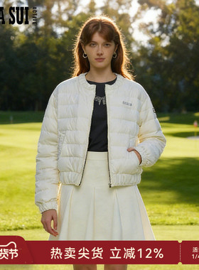 ANNA SUI安娜苏运动 轻薄鹅绒服90%白鹅绒轻便修身排骨紫色羽绒服
