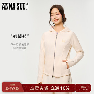 SUI安娜苏运动 女款 奶绒衫 针织外套叠穿摇粒绒冬季 连帽修身 ANNA