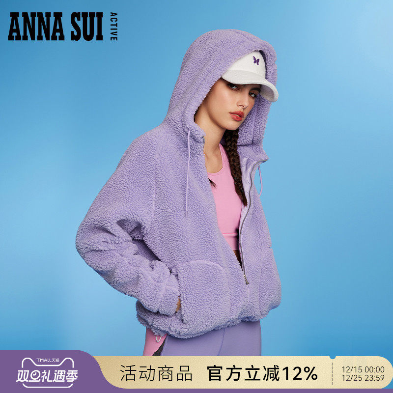 ANNASUI羊羔毛外套连帽长袖