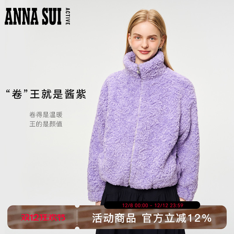 安娜苏运动仿泰迪卷毛宽松外套