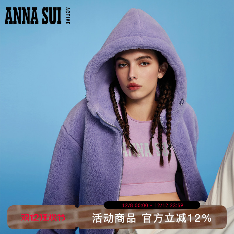 ANNASUI仿羊羔毛可调节抽绳外套