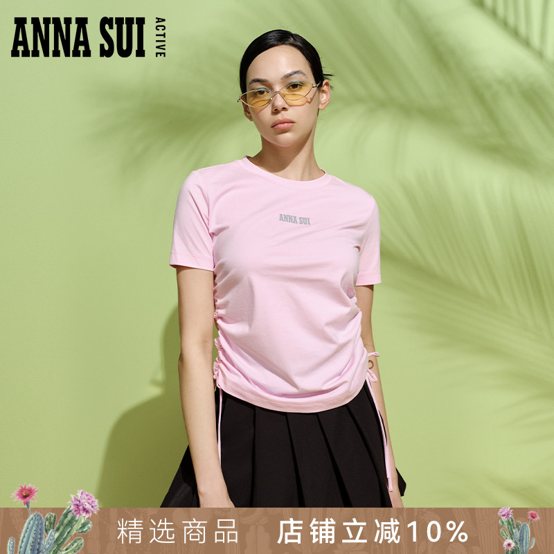 ANNASU收腰抽绳设计短款T恤