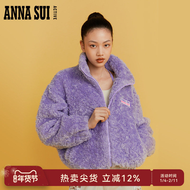 ANNA SUI安娜苏运动 经典紫色仿羊羔毛短款外套夹克加厚冬小个子,运动服/休闲服装,运动茄克/外套,淘宝优惠券,粉丝福利购,淘宝优惠卷