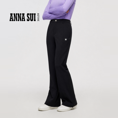安娜苏运动长裤女秋冬新品高腰微喇修身防风防水裤 ANNASUI