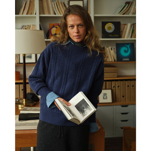 三所vintage 柔软复古绞花毛衣 美丽奴圆领阿兰羊毛套头针织衫