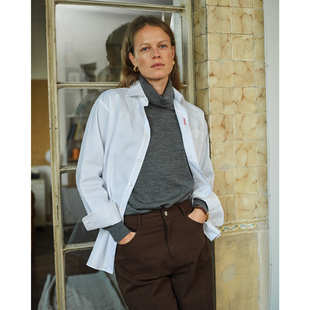 衬衫 boylish感长袖 温莎领提花条纹肌理中性风白衬衫 三所vintage