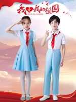 Детский синий костюм для школьников, платье