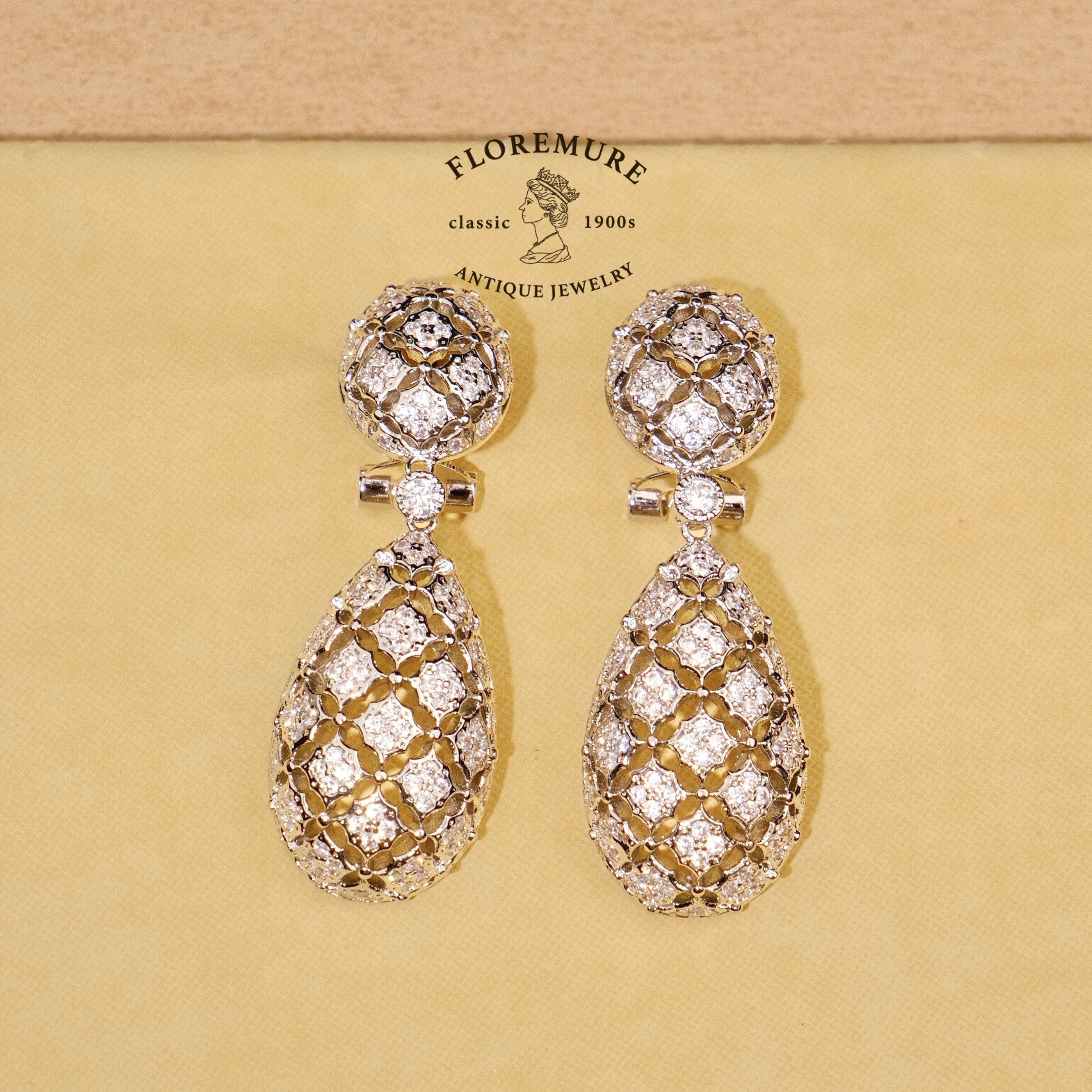 布契@提珠宝镂空蕾丝吊坠耳钉