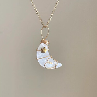 Vintage古着 Crescent Moon and Star项链