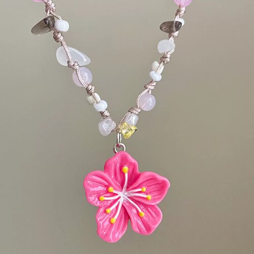 Vintage古着 Natural stone braided flowers项链