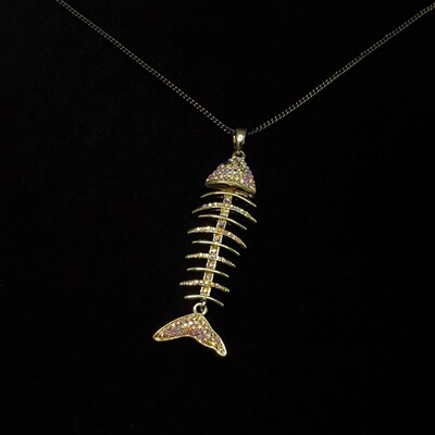 Vintage古着 Colorful fish bones项链