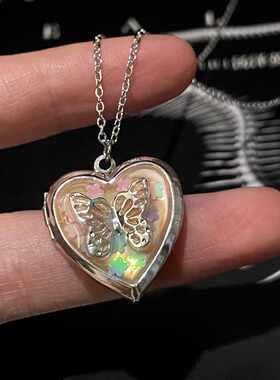 Vintage古着 Pink Heart Butterfly项链
