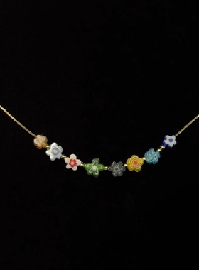Vintage古着 Colorful daisies beads项链