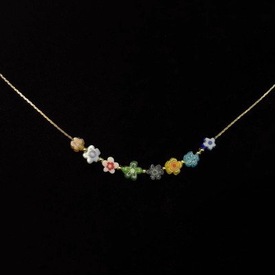 Vintage古着 Colorful daisies beads项链