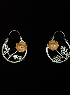 Vintage古着 Silver plant leaves耳饰